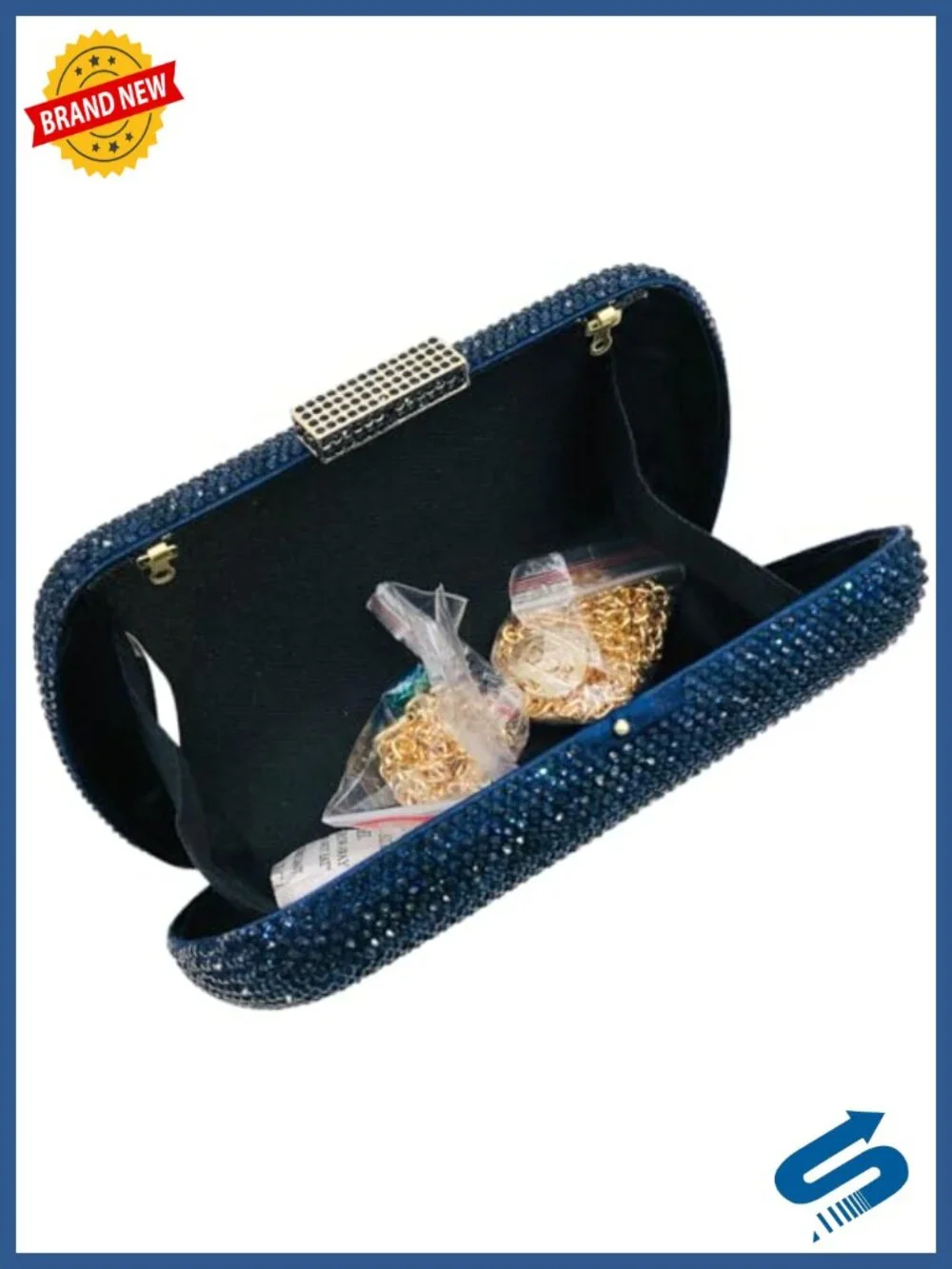 Mini Rhinestone Clutch Purse with Chain Straps for Women Formal Evening Bag